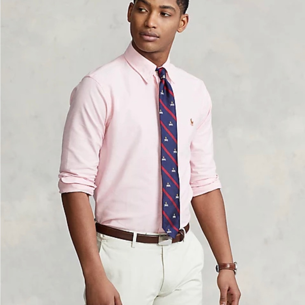 Polo Ralph Lauren Slim Fit Stretch Oxford Pink Shirt Size M - Picture 2 of 14
